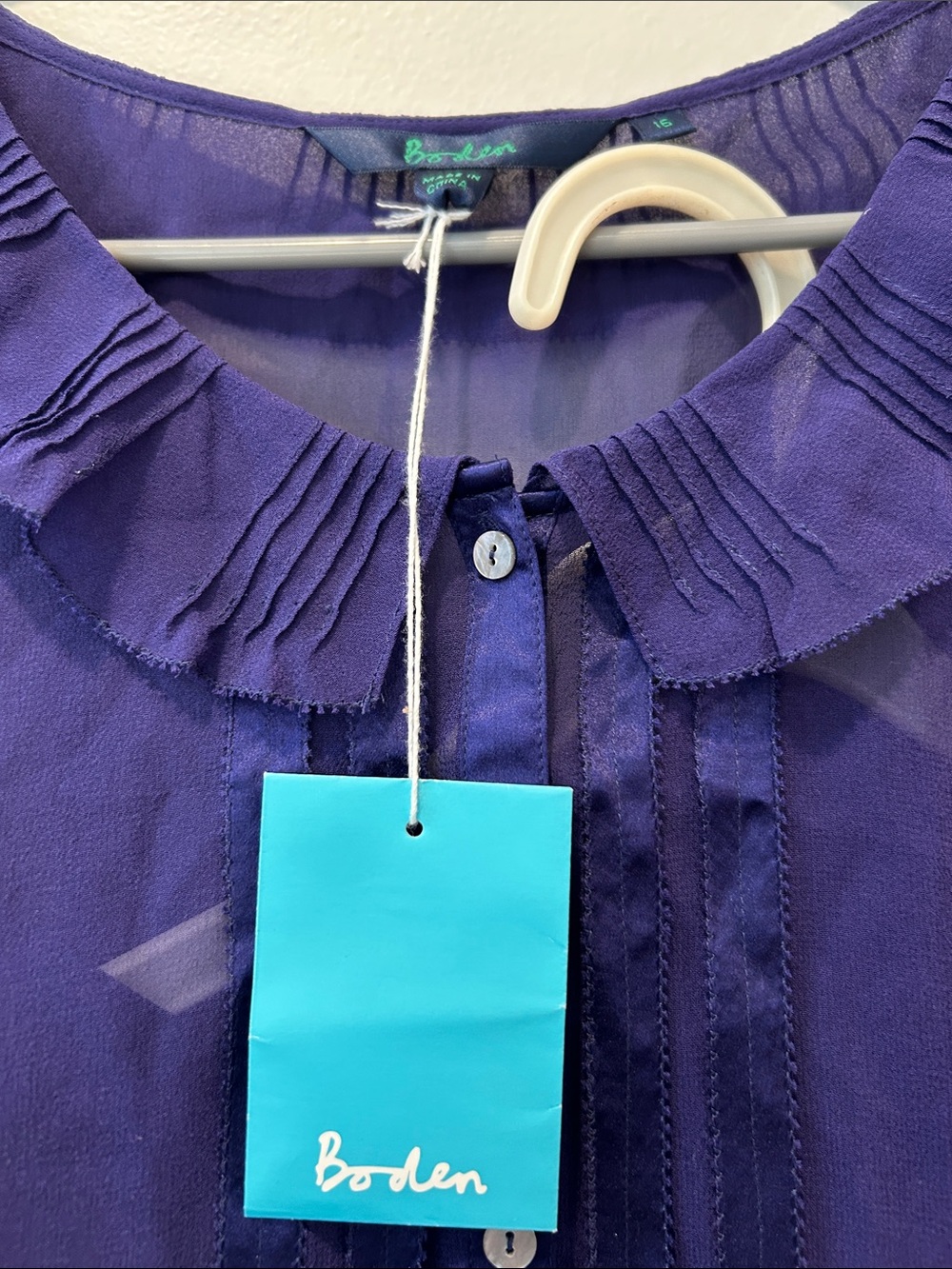 Boden Purple Ruffle-Collar Button-Front Blouse - Picture 2 of 5
